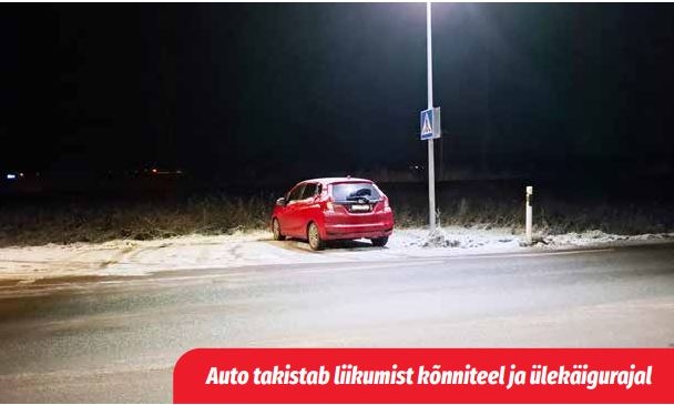 Auto takistab liikumist kõnniteel ja ülekäigurajal