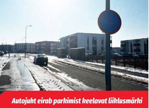 Autojuht eirab parkimist keelavat liiklusmärki 