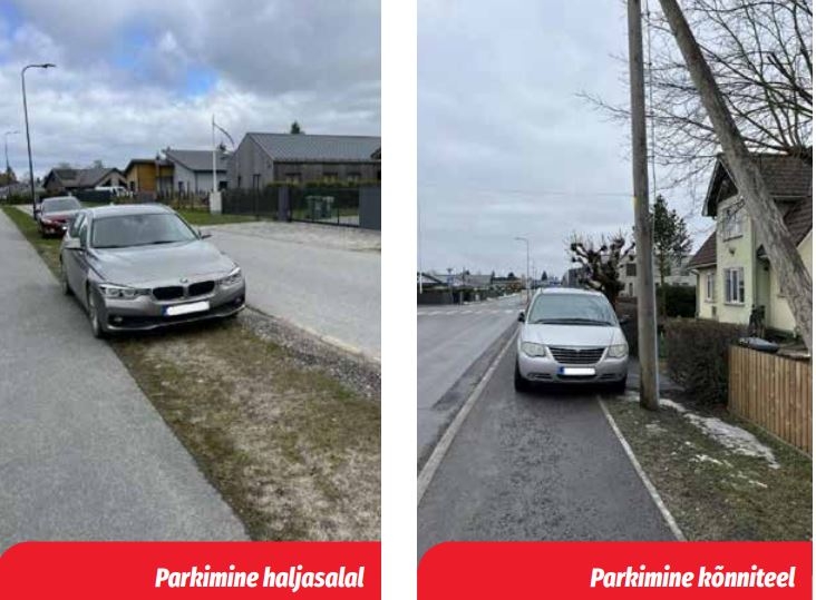 Parkimine haljasalal ja kõnniteel